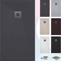 SOULBATH Duschwanne – Harz – Gelcoat – Glatte/Stein-Textur – Rutschfest – Farbe Anthrazit - 140x90- Extra flach 3 cm. Standard