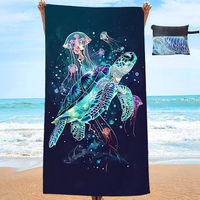 CCYKXA (Turtle 180X90) XXL Beach Towel with Bag 90x180 Microfiber Bath Towel Sea Turtles Jellyfish Quick Drying, Absorbent Blanket