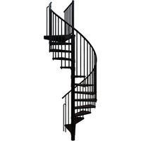Wendeltreppe Außenbereich 13 Stufen - erreichbare Höhe 2,47 bis 3,05m - Durchmesser 1.80m - Schwarz Struktur und Schwarz Stufen - RONDOZINK180-CN-13