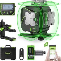 Huepar – Niveau laser auto-nivelant 4D S04CG5RG – Écran LCD – Bluetooth – Faisceau vert 360° – Plage de 200 pieds – Résistant à l'eau IP54