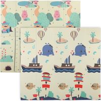 Alfombra Bebé Acolchada Plissé Réversible Imperméable Double Cara Multicolore 196x176x1.5 cm