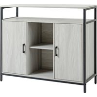 Crédence Moderna Legno 2 Armadietti Ripiani Mobile Cucina Ingresso Grigio Chiaro 100x34x87.2cm
