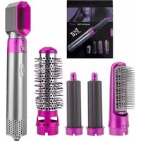 1PC 5-in-1 Multifunctional Hair Styler - 6-Color Optional Hot Air Brush with Straightener, Curler, Dryer & Volumizer Attachments