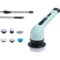 Machine de nettoyage électrique sans fil, brosse de cuisine automatique rechargeable, outil de nettoyage professionnel pour carrelage de baignoire avec tige télescopique, brosse de nettoyage verte ave