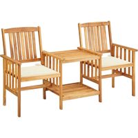 Sillas de jardín con mesa de té y cojines madera maciza de acacia 020013347