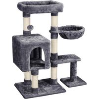 Homevive Árbol Rascador para Gatos 80x39.5x96 cm Torre para Gatos Juguete de Gatos de Sisal Natural con Nidos y Hamaca Gris Oscuro