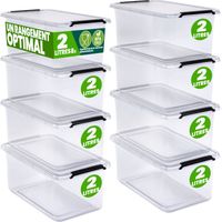 Deuba – Boîte de rangement empilable 2L – Plastique transparent sans BPA – Dimensions 20 x 15 x 12 cm – Gain de place pour rangement optimisé