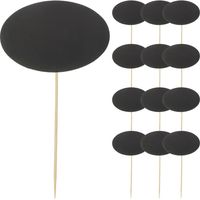 24 étiquettes vierges pour cure-dents, idéales pour un buffet ou une réception.-15.00X7.50X0.10CM-Black