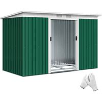 Cobertizo de Jardín 213x130x172 cm Caseta de Exterior Metálica para Almacenamiento de Herramientas Verde Oliva