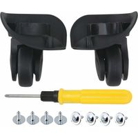 Zwei schwarze Koffer mit 360-Grad-Drehrollen, 91 x 107 x 49 mm