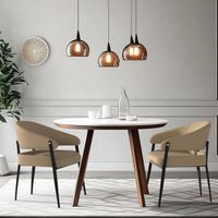 Set of 2 Dining Chairs Accent Upholstered Arm Chair Low Back - Khaki
