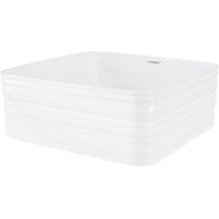 ML-Design Lavabo de Cerámica 39 x 39 x 15 cm Blanco Brillante Fregadero Cuadrado de Pared o Sobre Encimera Pila de Diseño Moderno Minimalista Lavamanos para Baño con Agujero para Grifo y para Desagüe