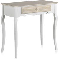 Console en bois blanc avec 1 tiroir et façade de tiroir crème