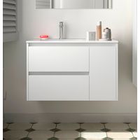 Noja Unterschrank 850 2 Schubladen 1 Tür re + Waschbecken White Gloss