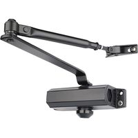 Ferme-Porte Noir -Normes CE EN 1154 & EN 1634 - Groom en Acier Inoxydable - Force de 40 à 60 Kg - Vitesse de Fermeture Réglable - Maintien Ouvert à Partir de 90 Degré - Certifié Coupe-Feu