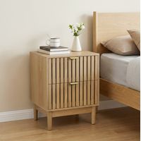 Nachttisch mit 2 Schubladen, Holzlamellen-Design, 45x39x56,5 cm