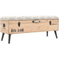 Vidaxl – Banc de rangement 110 cm – Bois de sapin massif – Assise rembourrée – Pieds en acier – Design vintage