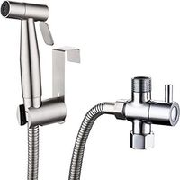 Bidet Sprayer - 304 Stainless Steel T-Adapter Kit with 1.5 m Hose and Wall Holder - for Toilet Bidet Use - 1 Set