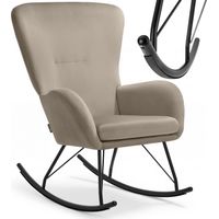 Fauteuil à bascule avec patins en acier et rembourrage épais taupe