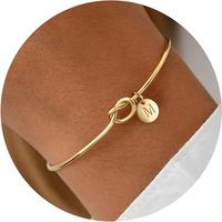 Bracelets pour femmes - Bracelet nœud pour femmes, Bracelet fin en or, Bracelet initial, Bracelet lettre AZ, Bracelet plaqué or pour femmes, Bijoux en or pour femmes