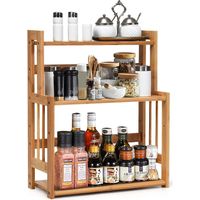 Costway – Étagère à épices en bambou 3 niveaux – Hauteur réglable – Rangement pour cuisine et salle de bain – Capacité 20kg – Facile à monter
