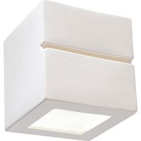 Lampada da parete in ceramica bianca E27 lampada da parete interna sopra e sotto vano scala lampada da parete, la lampada può essere dipinta, 1x E27, LxH 15x15 cm