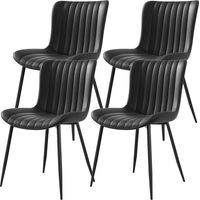 Lot de 4 Chaise Salle à Manger,Jusqu’à 120 kg,Rembourré Chaise Cuisine,Pieds en métal,Nettoyage Facile,pour Salle à Manger,Cuisine,Noir