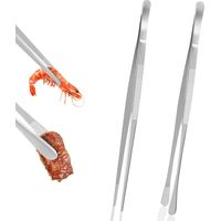 2 Pinces Cuisine 30,5 cm Acier Inoxydable Pointes Arrondies Et Pointues Pour Barbecue Cuisson