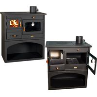 Stufa a Legna con Forno 14kW Acciaio e Ghisa Riscaldamento 305m3 - Nero