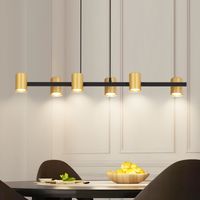 GBLY Pendelleuchte esstisch Hängelampe 6 Flammig: Modern Esstischlampe hängend in Schwarz Gold GU10 Esszimmerlampe lang Metall Hängeleuchte Industrial für Wohnzimmer Esszimmer- Ohne Leuchtmittel