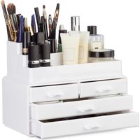 Relaxdays – Organiseur de maquillage 4 tiroirs en acrylique – Support pour vernis et rouges à lèvres – Dimensions HxLxP : 19x23,5x14 cm – 12 compartiments