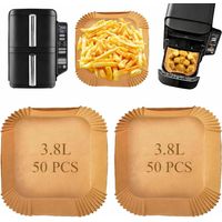 Confezione da 100 fogli di carta da forno per friggitrice ad aria – Accessori antiaderenti compatibili con doppia batteria da 7,6 litri, carta da forno resistente fino a 232 °C