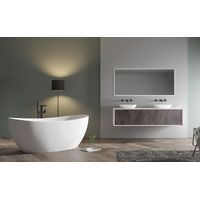 BERNSTEIN - Bañera exenta de piedra maciza HAWAII STONE - 180 x 85 cm - Con grifería 1521, Sin desagüe, Blanco brillo intenso Incluye montaje estándar 1521, Sin sifón, Blanco brillante