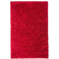 Beliani Shaggy Rug Red 140 x 200 cm Modern Living Room Bedroom Area Fabric, Solid, Tufted, Pile Height 7 cm, Rectangular, 100% Polyester CIDE