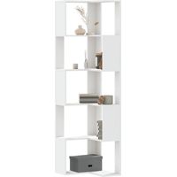 Vidaxl – Bibliothèque d'angle 5 niveaux blanc bois d'ingénierie – Espace d'angle optimisé – Matériau stable et durable – Dimensions 50 x 50 x 179 cm