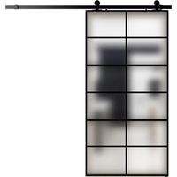 Schiebetür schwarz satinierte Glas 96x220