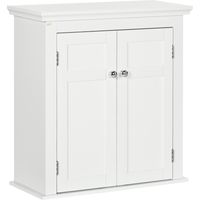 Armario de pared colgar 58x24x60 cm blanco con estantes ajustables y puertas cierre magnético