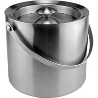 Seau à Glace Isotherme Poignée Couvercle 1,3L Double Paroi en Acier Inoxydable Sceaux à Glacon Rafraîchisseur Champagne pour Bouteille Bar Anniversaires Fêtes Pique-niques