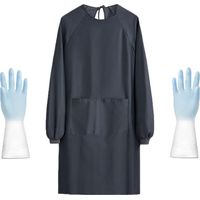 Tablier Femme Ménage Impérmeable Blouse Travail Femme avec Poches Tablier à Manches Longues pour Maison Jardin Livré avec une paire de gants
