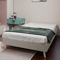 Letto 90x200 cm - Struttura letto con rete bassa - testiera e materasso non inclusi - in velluto olandese beige
