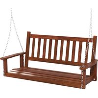 Altalena in legno per 2 persone con portata 272kg catene regolabili di 170cm, Sedia a dondolo 136x67x63cm Marrone