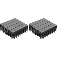 10er-Set Terrassenplatten WODHY zum Einklicken aus grauem Holz-Verbundstoff