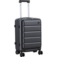 FLASIDU Hartschalenkoffer, 36 Liter, USB-Ladeanschluss, Material: ABS+PC, inklusive Getränkehalter und seitlichem Haken, 360° drehbare Rollen, 25 × 36 × 56 cm, schwarz