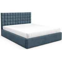 THELMA - Lit coffre tissu velours Bleu 160x200cm
