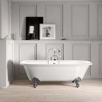 Vasca da bagno freestanding in ghisa stile classico con piedini PLYMOUTH bianca 153 cm Piedini cromati