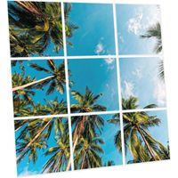 Pack de 9 Dalles LED Imprimées 60x60 cm - Motif Évasion Tropicale - Lumière Blanc Neutre 4000K - Panneaux Lumineux Plafond Bureau Salon Cuisine - Faciles à Installer