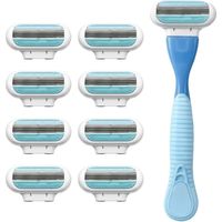 8 Pièces Recharges Lames pour Femme Lames de Rasoir Femme 3 Lames avec Bande Lubrifiante Compatible avec les Rasoirs Venus pour Peaux Sensibles, Peau Lisse et Protégée Doux Manche