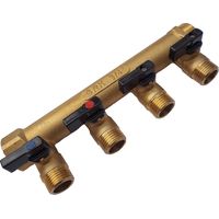 Guareski – Collecteur MF 3/4 – 5 départs 1/2" – 1 arrivée 3/4" – Entraxe 50 mm – Pour eau sanitaire froide et chaude jusqu'à 90°C