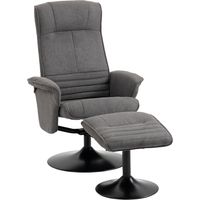 Relaxsessel mit Fußhocker, verstellbare Rückenlehne, 69 cm x 71 cm x 104 cm, Dunkelgrau + Schwarz
