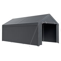 TolleTour Garagenzelt 3x6 m, Carport mit Seitenwaenden, PE Lagerzelt mit verzinktem Stahlgestell, wetterfester Unterstand fuer Pkw, Maschinen und Gartengeraete, Grau